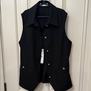 Zara Black Vest with Gold Buttons